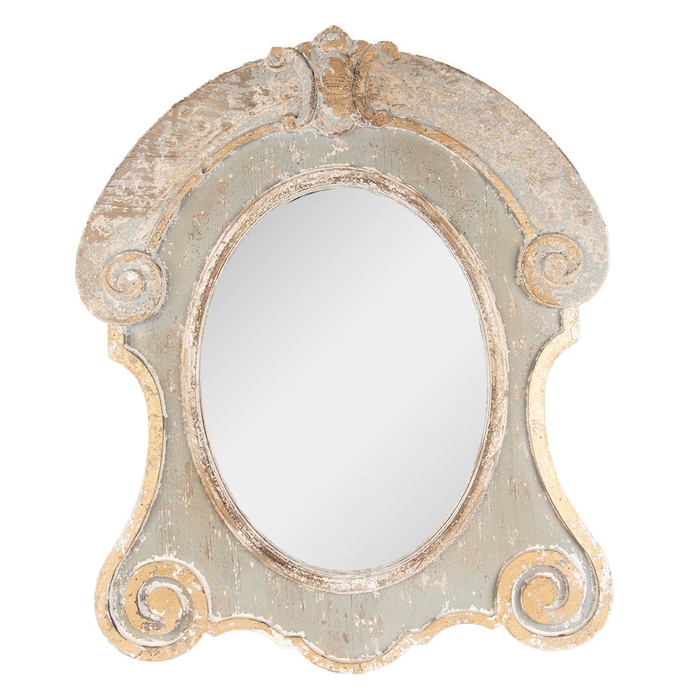 Nástěnné dřevěné vintage zrcadlo French s patinou - 69*3*84 cm