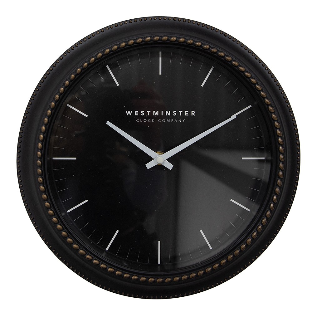 Černé antik nástěnné hodiny Westminster - Ø 28*5 cm / 1*AA 6KL0803
