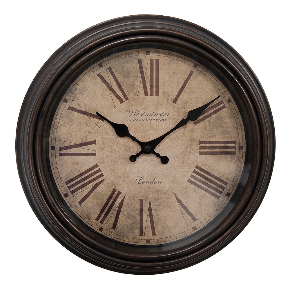 Hnědé nástěnné hodiny v retro stylu – Ø 29*5 cm