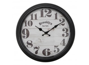 Černé nástěnné hodiny Brooklyn - Ø 40*7 cm / 1*AA
