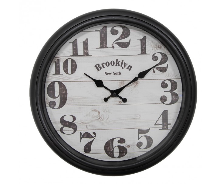 Černé nástěnné hodiny Brooklyn - Ø 40*7 cm / 1*AA