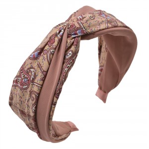 Béžová dámská čelenka do vlasů s ornamenty