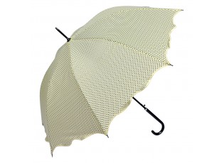 Béžový deštník pro dospělé s puntíky a vlnitým okrajem - Ø 98 cm