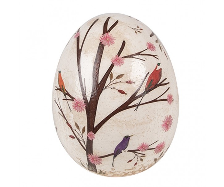 Dekorace vintage vejce s květy a ptáčky Birdie - Ø 10*12 cm
