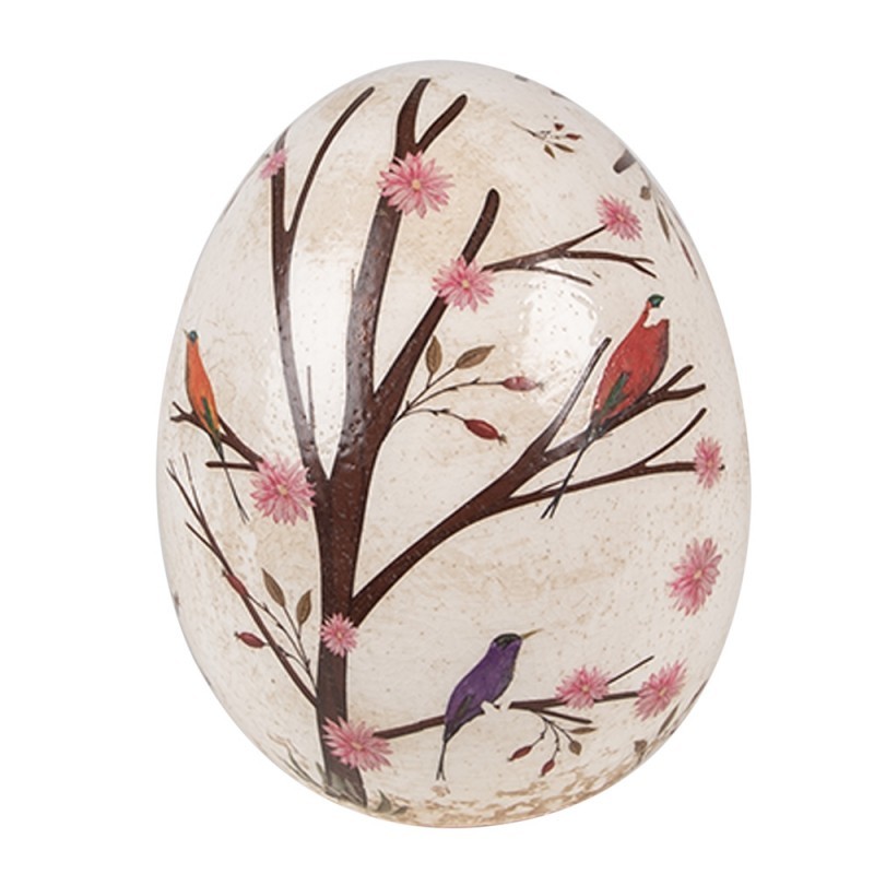 Dekorace vintage vejce s květy a ptáčky Birdie - Ø 10*12 cm Clayre & Eef