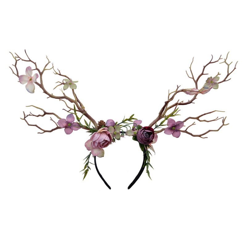Dívčí čelenka do vlasů s fialovými květy a větvičkami JZHB0132