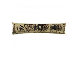 Béžový gobelinový dlouhý polštář s krávami Cowbell - 90*15*20cm
