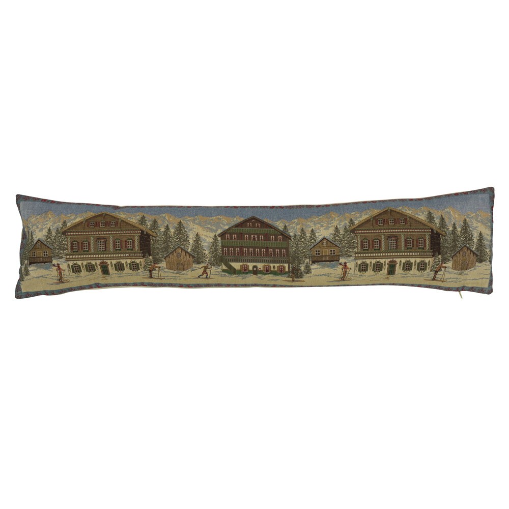 Béžový gobelinový dlouhý polštář horská chata Chalet - 90*15*20cm