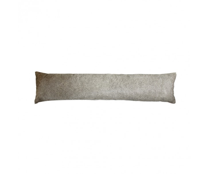Šedý kožený dlouhý polštář z hovězí kůže Cow grey - 90*20*10cm