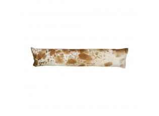 Bílo-hnědý kožený dlouhý polštář z hovězí kůže Cow brown - 90*20*10cm