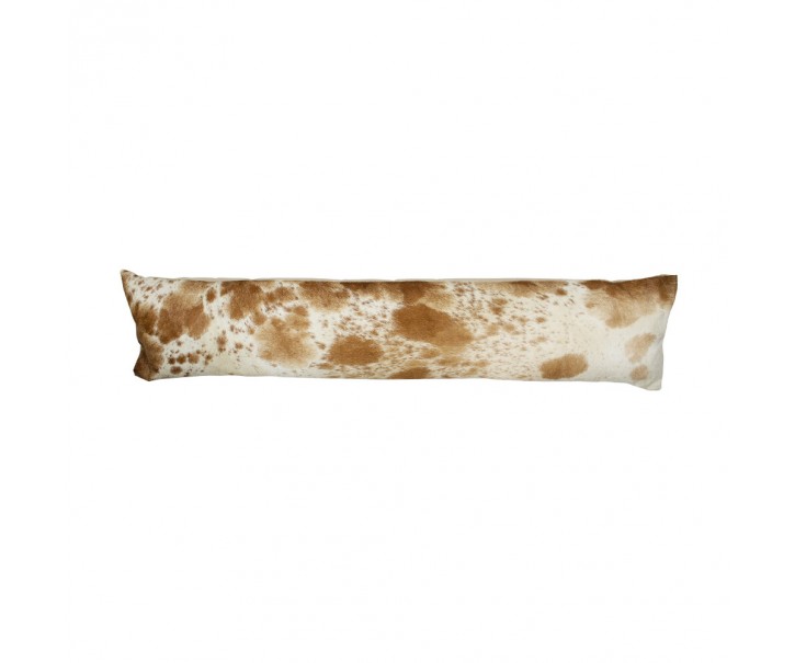 Bílo-hnědý kožený dlouhý polštář z hovězí kůže Cow brown - 90*20*10cm