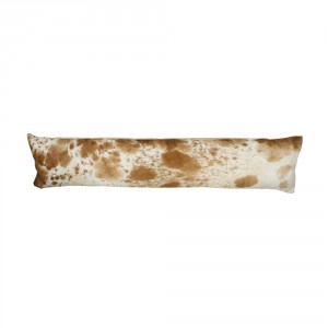 Bílo-hnědý kožený dlouhý polštář z hovězí kůže Cow brown - 90*20*10cm