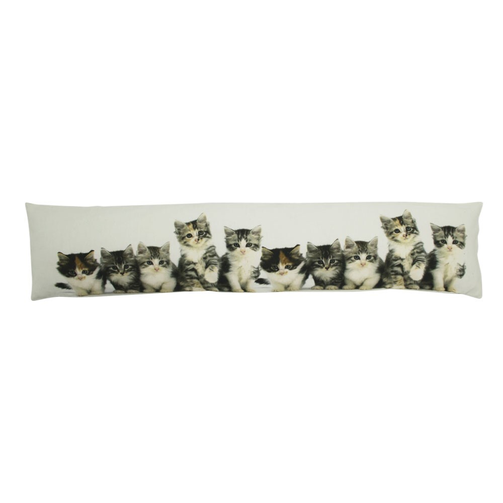 Bílý bavlněný dlouhý polštář s koťátky Kittens - 90*20*10cm