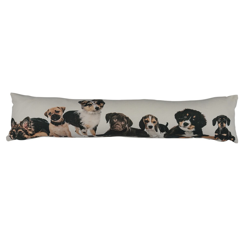 Bílý bavlněný dlouhý polštář se štěnátky Puppies - 90*20*10cm