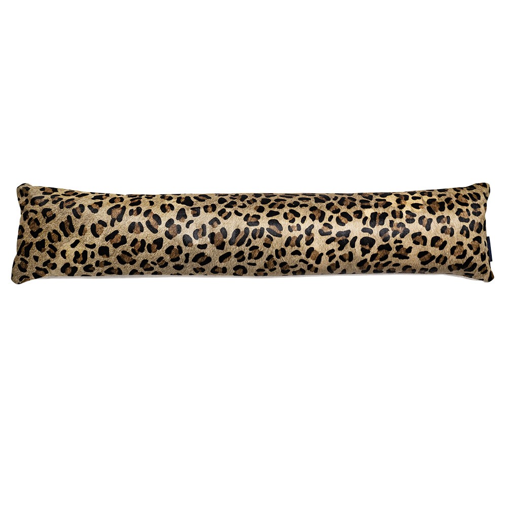 Kožený dlouhý polštář z hovězí kůže Cow leopard - 90*20*10cm