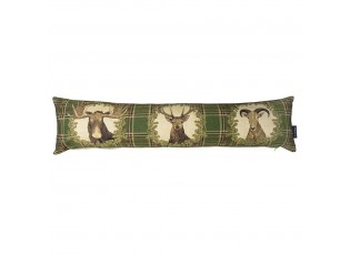 Béžovo-zelený gobelinový dlouhý polštář s jelenem Deer - 90*15*20cm