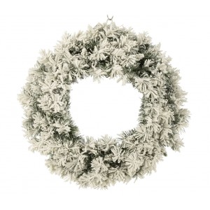 Zasněžený zelený vánoční věnec s led světýlky Snowy green M - Ø 63*13 cm
