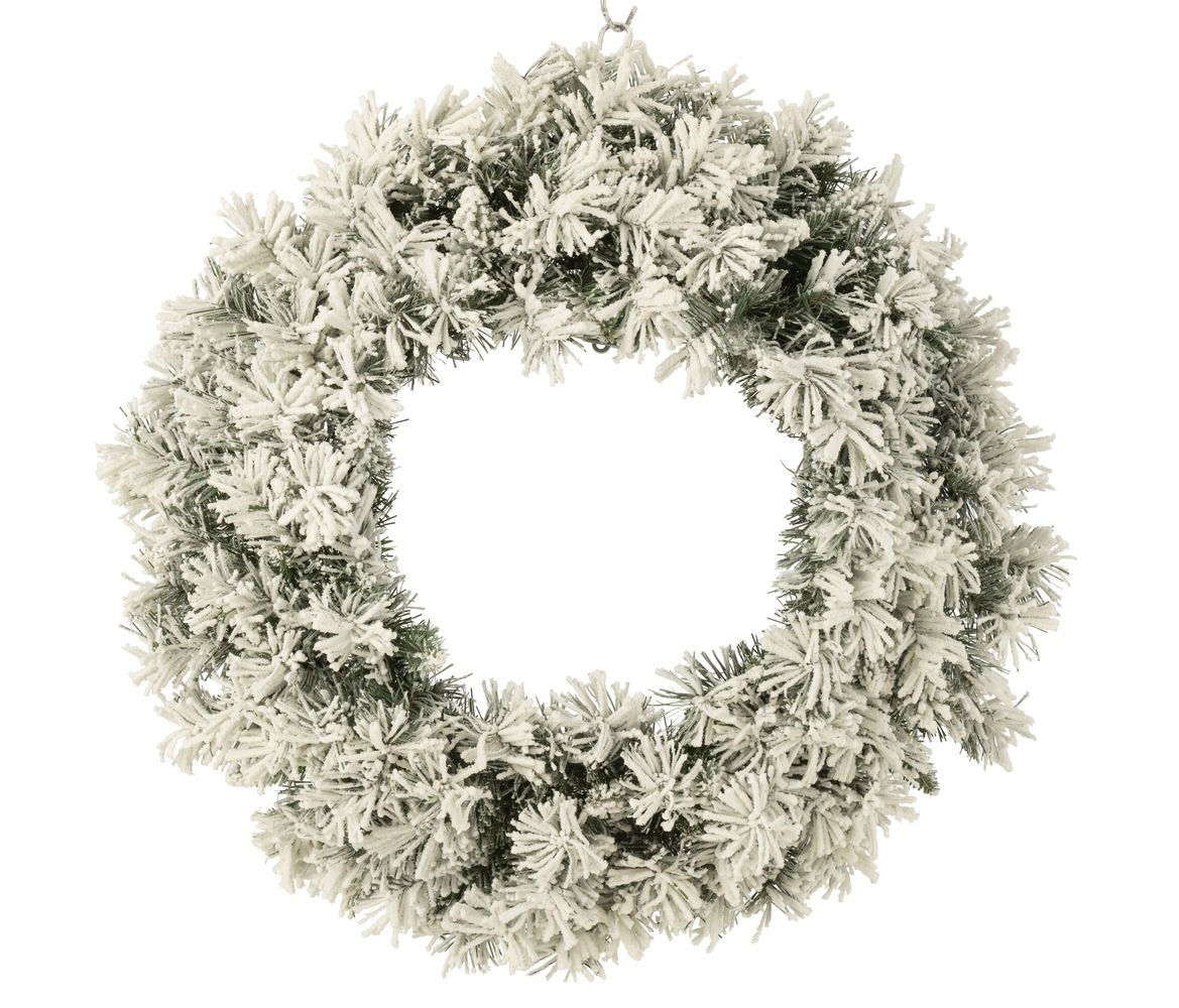 Zasněžený zelený vánoční věnec s led světýlky Snowy green M - Ø 63*13 cm