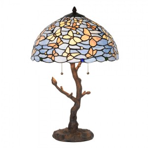 Modrá stolní lampa Tiffany Butterflies - Ø 40*60 cm