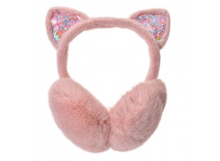 Růžové dětské chlupaté klapky na uši - one size