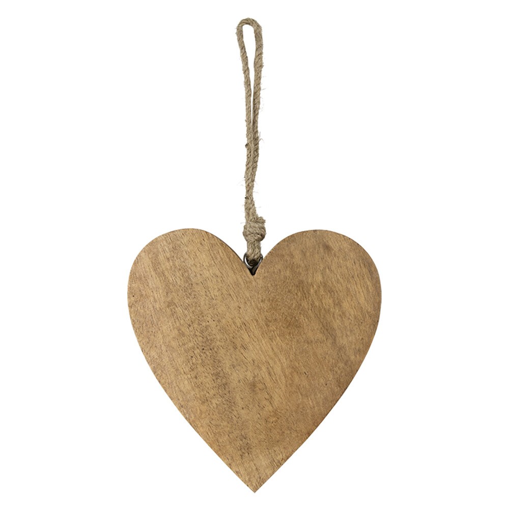 Dekorace přírodní dřevěné srdce na provázku L - 10*1,5*10cm CIHHTH10
