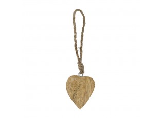 Dekorace přírodní dřevěné srdce na provázku - 4,5*1*6 cm