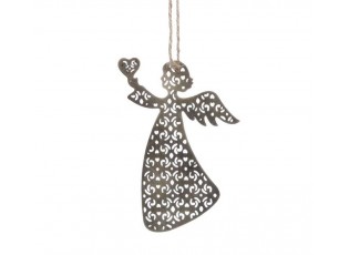 Vánoční kovová závěsná dekorace anděl Angel - 7*10 cm