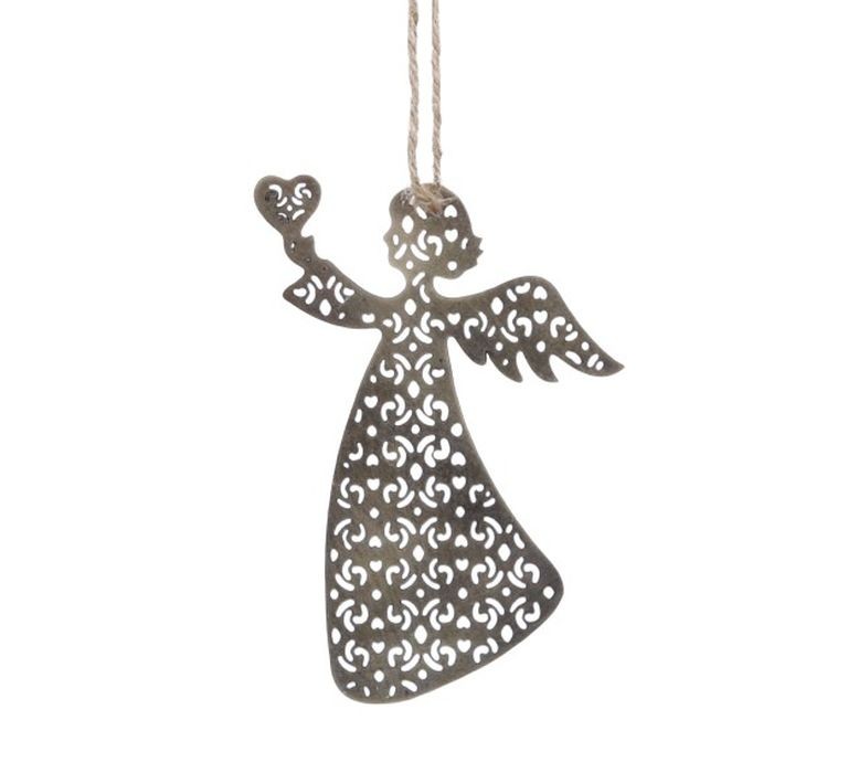Vánoční kovová závěsná dekorace anděl Angel - 7*10 cm 52034413