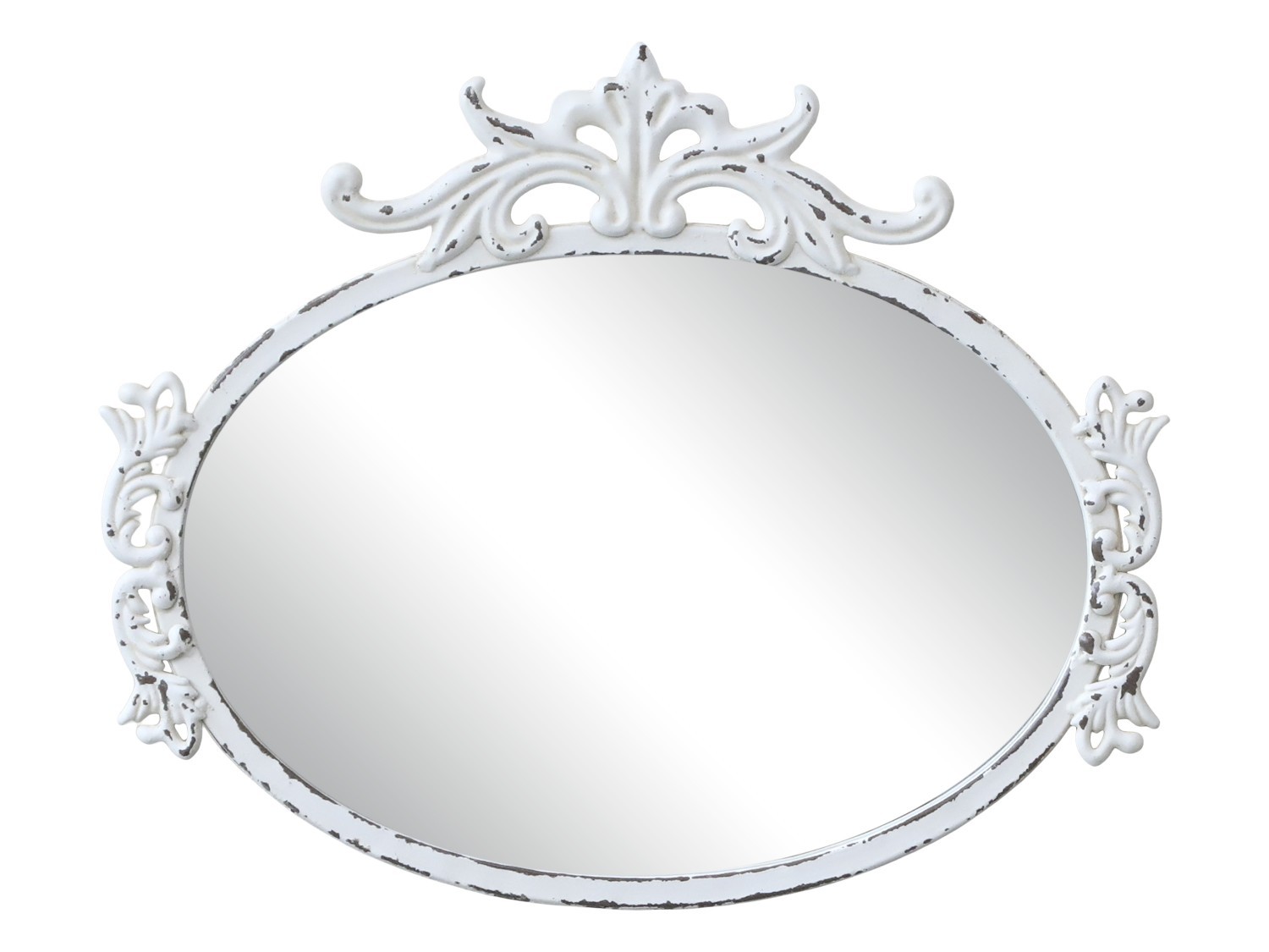 Krémové antik oválné nástěnné zrcadlo s ornamenty Marionet - 35*2*29 cm 22027819 (22278-19)