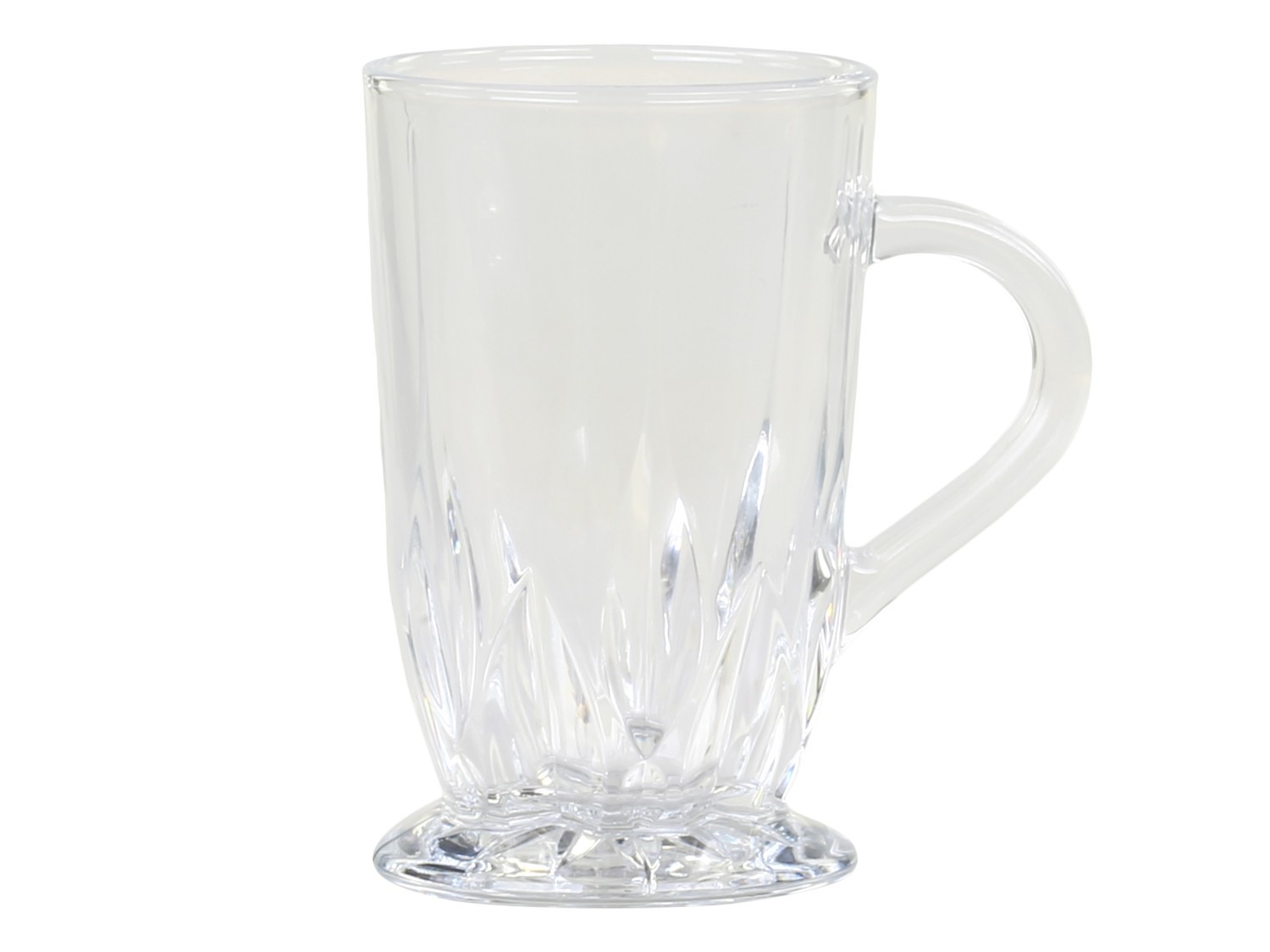 Sklenička ze silnějšího skla s ouškem a dekorem Diamond cut - Ø7*12 cm / 295ml
