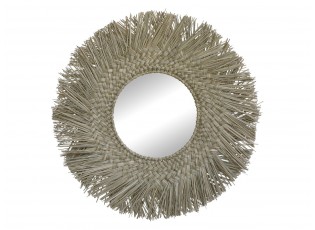 Nástěnné kulaté zrcadlo v rámu z mořské trávy Seagrass - 70 cm