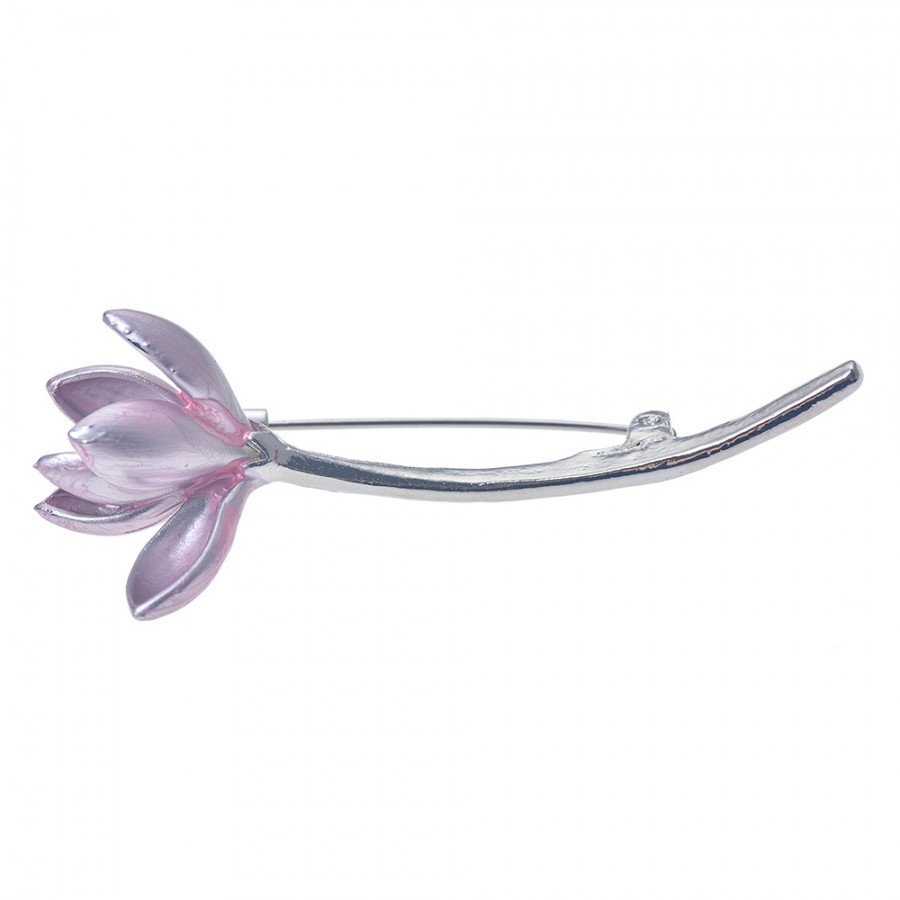 Stříbrná kovová brož s květinou JZPI0095