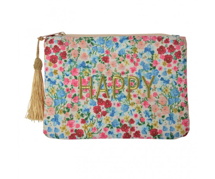 Barevná dámská toaletní taška s květy Happy - 21*15 cm
