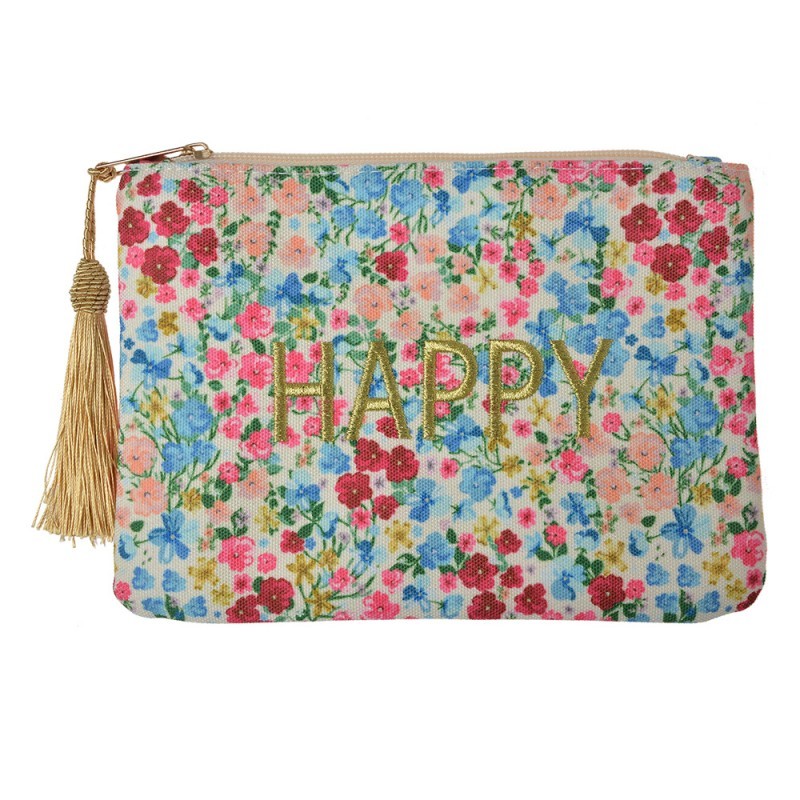 Barevná dámská toaletní taška s květy Happy - 21*15 cm Clayre & Eef