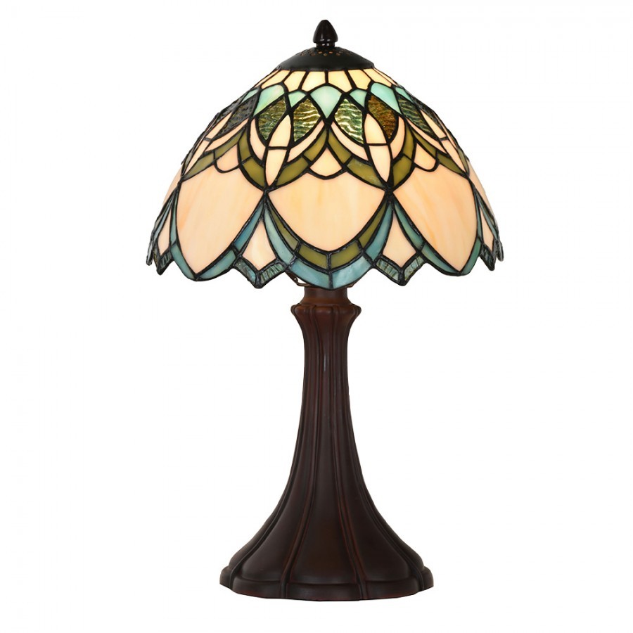 Béžovo-hnědá stolní lampa Tiffany Delafosse - Ø 25*42 cm E14/ 1*40W