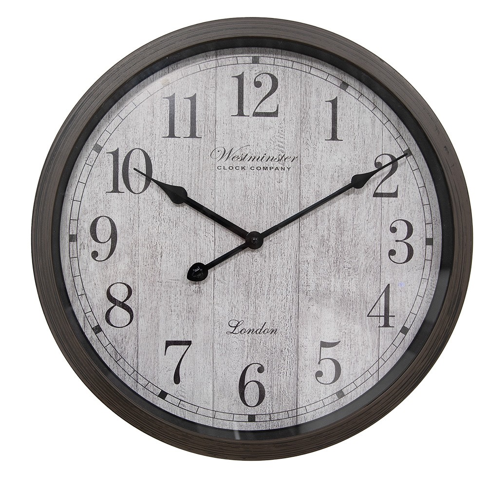 Hnědé nástěnné hodiny Westminster - Ø 40*4 cm / 1*AA Clayre & Eef