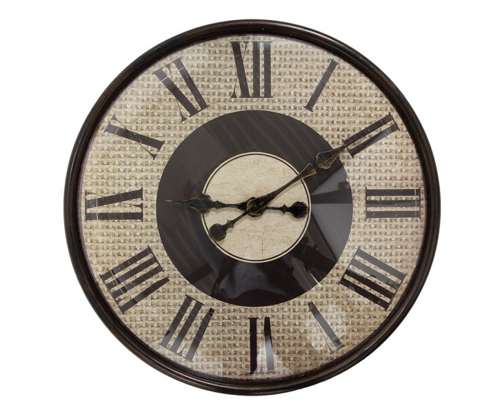 Béžovohnědé nástěnné hodiny - Ø 50*6 cm / 1*AA