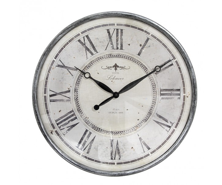 Šedobéžové antik nástěnné hodiny Hotel Lelouver - Ø 50*6 cm / 1*AA