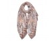 Béžový dámský šátek s ornamenty květin - 80*180 cm
