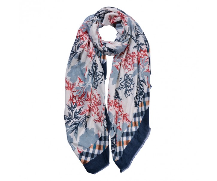 Barevný dámský šátek s ornamenty květin - 80*180 cm