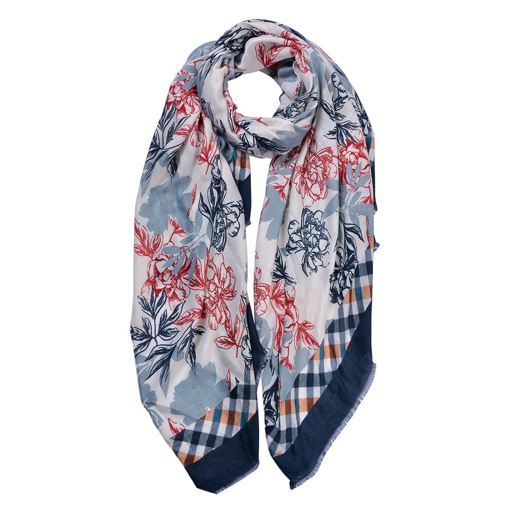 Barevný dámský šátek s ornamenty květin - 80*180 cm Clayre & Eef