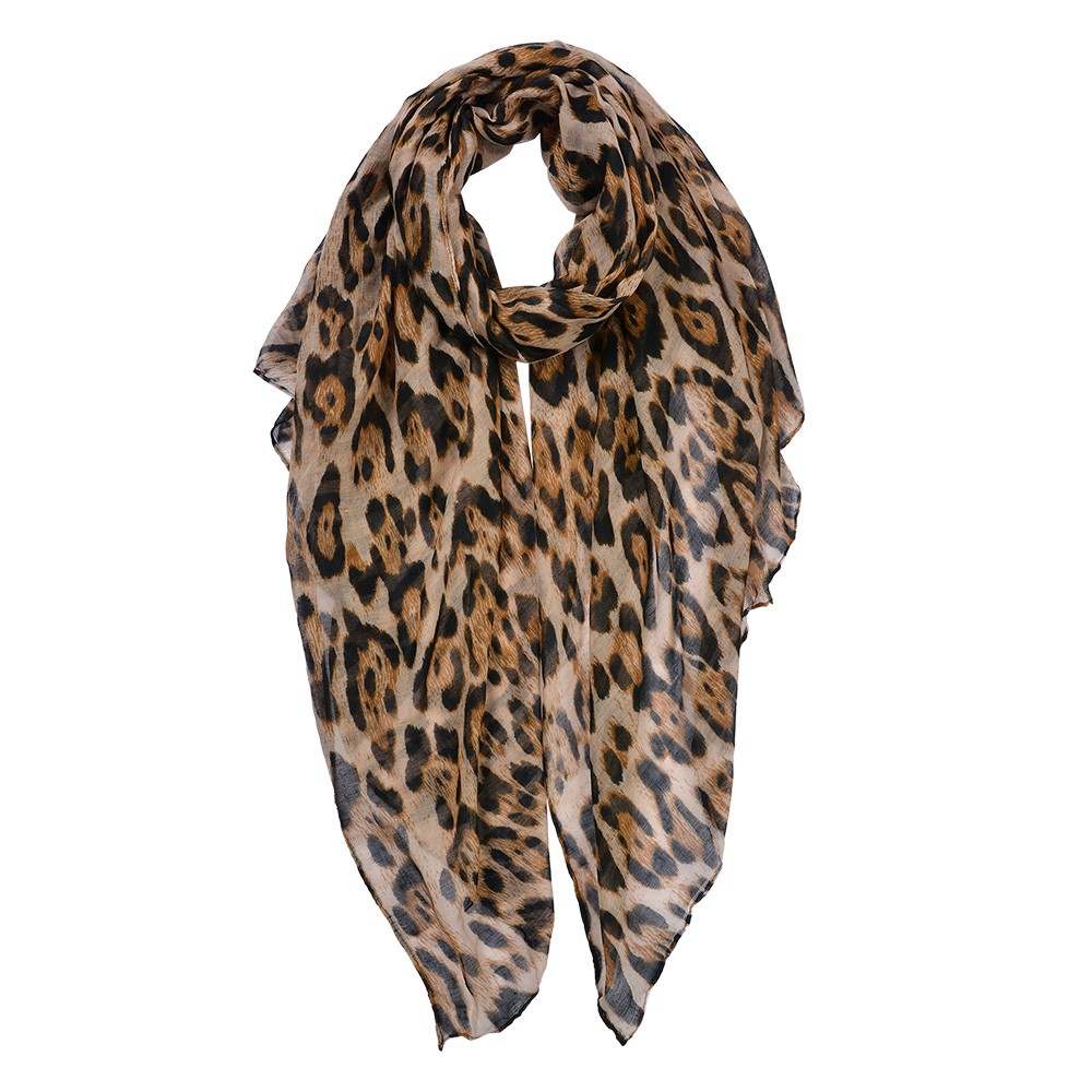 Dámský šátek s leopardím vzorováním - 80-180 cm Clayre & Eef