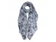 Světle modrý dámský šátek s kytičkami a motýly - 80*180 cm