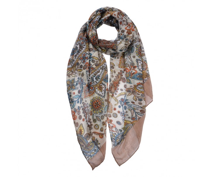 Barevný dámský šátek s ornamenty - 80*180 cm