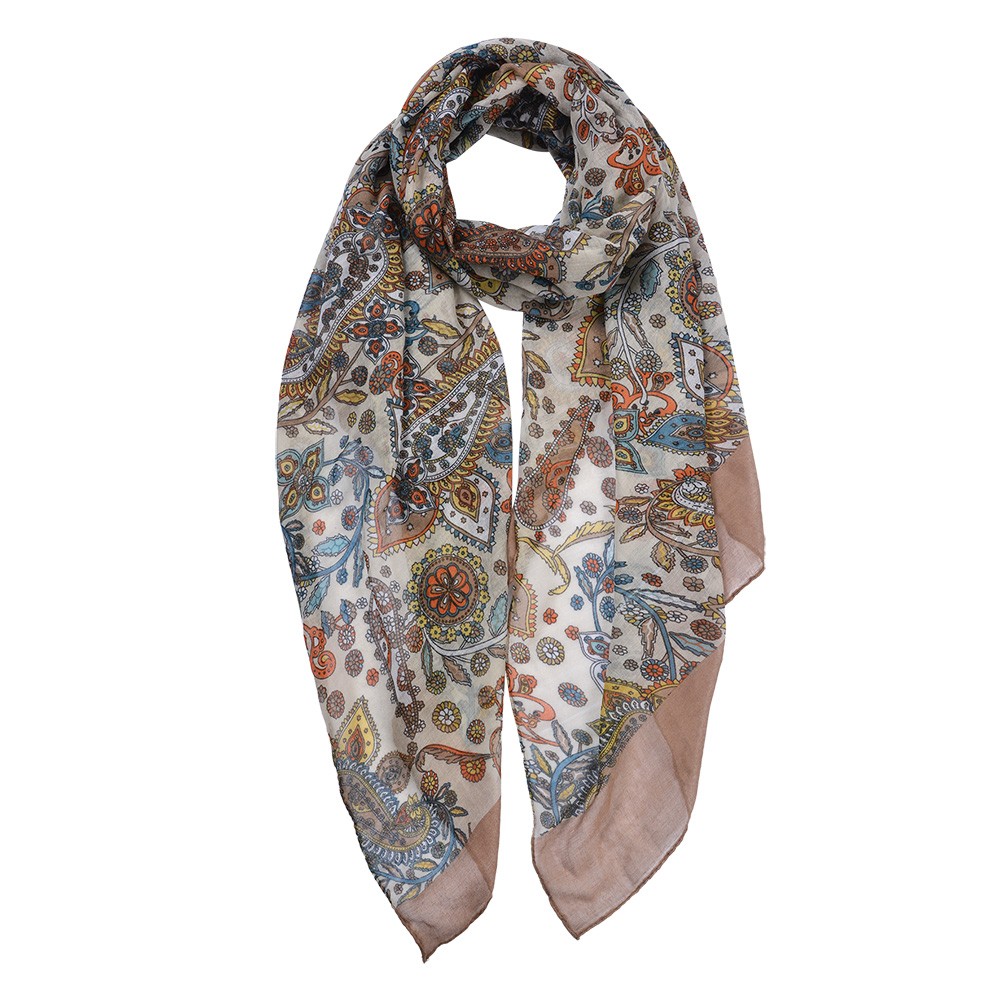 Barevný dámský šátek s ornamenty - 80*180 cm Clayre & Eef