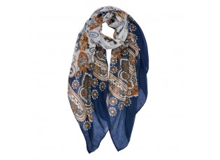 Tmavě modrý dámský šátek se vzorováním - 80*180 cm
