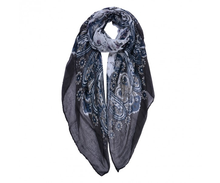 Tmavý dámský šátek se vzorováním - 80*180 cm