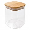 Skleněná hranatá úložná nádoba s bambusovým víčkem Squa - 8*8*10 cm Barva: TransparentníMateriál: sklo, bambusHmotnost: 0,19 kg