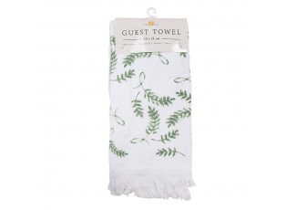 Bílý froté ručník se zelenými listy - 40*66 cm