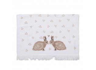 Bílý froté kuchyňský ručník s králíčky a srdíčky Bunnies in Love - 40*66 cm